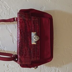 Brighton Red Heart Crossbody Purse Embossed Bellissimo Lipstick Shoulder Bag